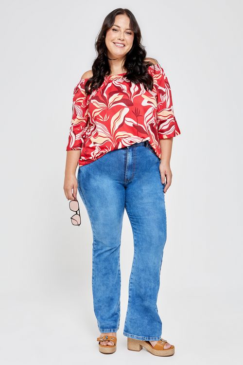Calça fem fpm 72431 flare jns md jeans medio