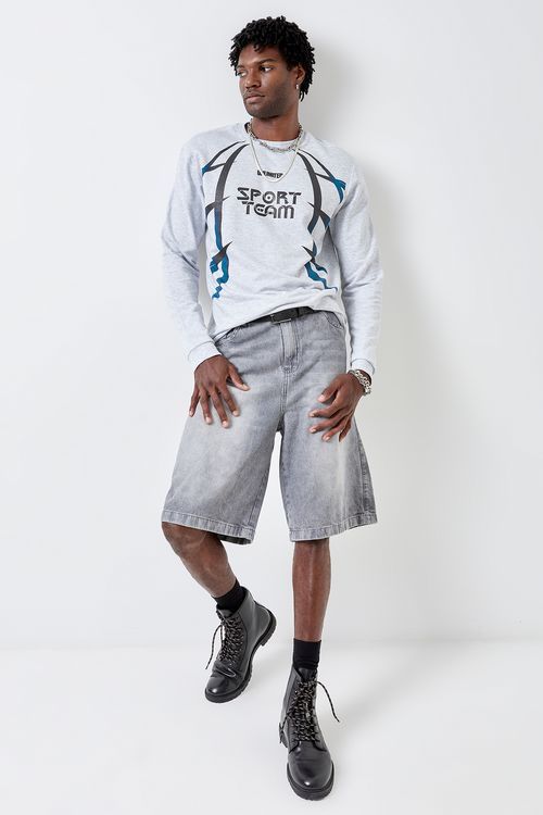 Bermuda masc aj 75290 jns cl baggy cinza cinza escuro
