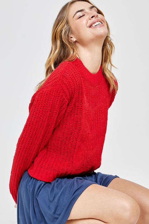 Fem rom frl064d top tricô ml coração ver vermelho medio