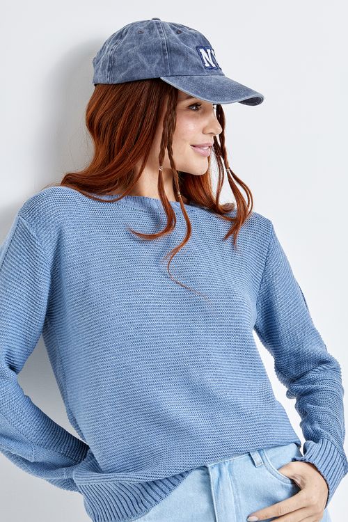 Blusa fem csl a017 tricot ml dec care az azul medio