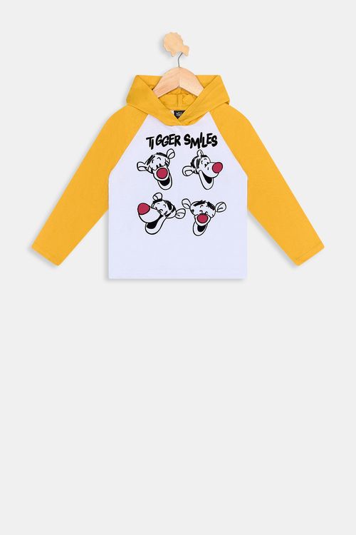 Camiseta inf1/3nos raglan touca tigrao branco