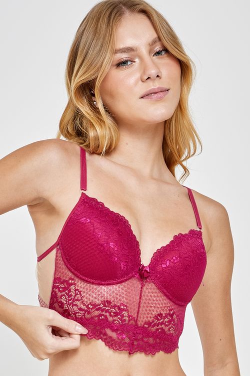 Ling dia lps050 sutiã base rendado  lps0 vermelho escuro