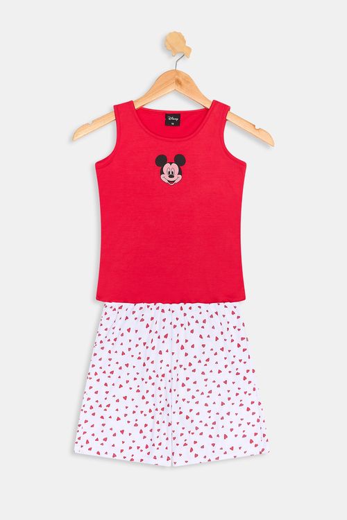 Pijama infa regata ribana mickey vermelho claro