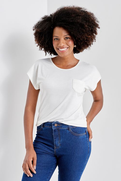 Blusa m/c city bolsinho morcego off off white