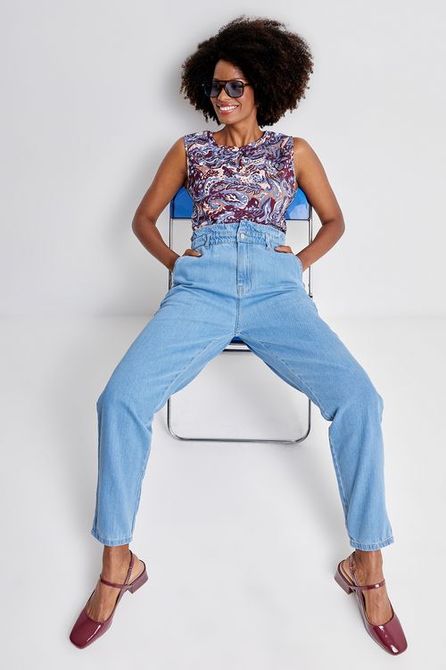 Calca fem promo jns clochard claro jeans claro