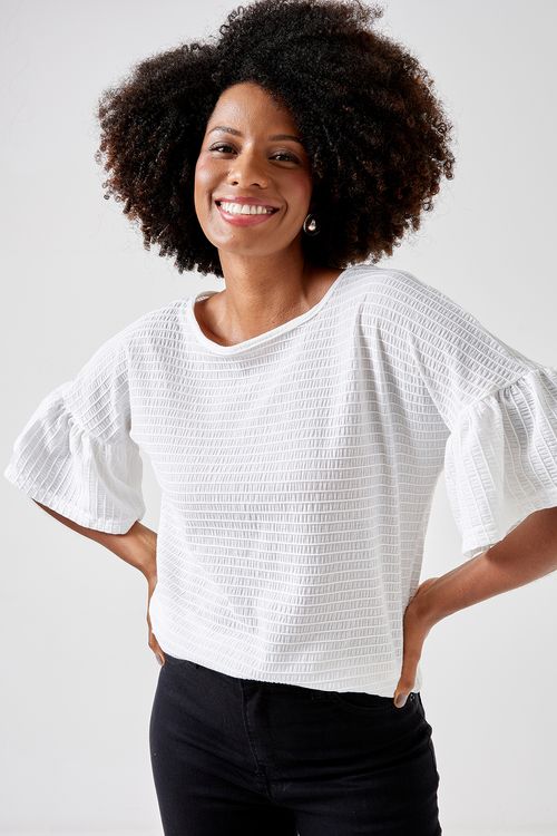 Blusa fem cas 95026 malha indi off off white