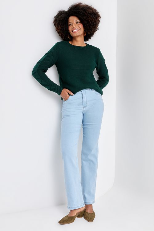 Calça fem mesa6 reta five pock jns cl jeans claro
