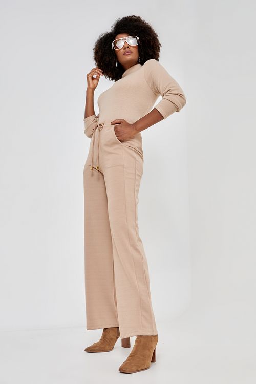 Calça Feminina Caedu Casual Bege Claro com Bolsos