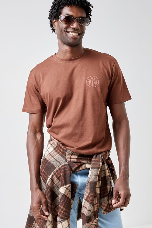 Camiseta m/c masc fatal silk 2 marrom marrom claro