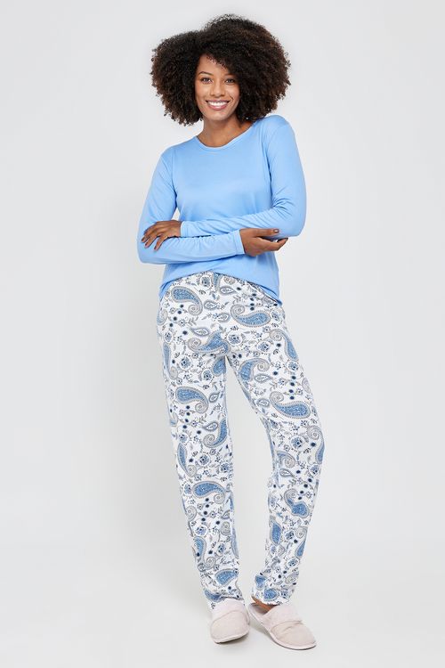 Ling pro lbj003 pijama ml poly paysley b azul claro