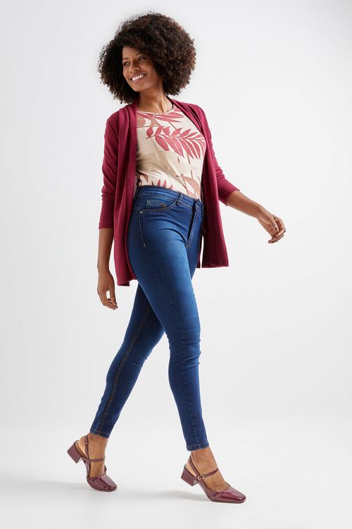 Calca fem promo jns cigarrete esc jeans azul escuro