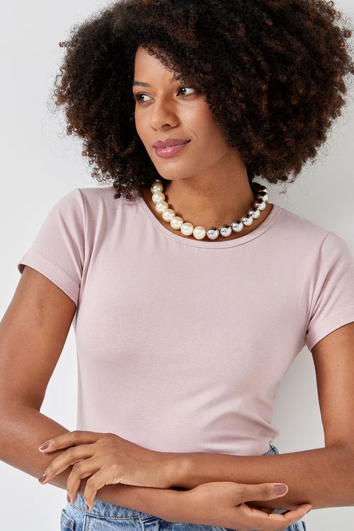 Blusa fem promo m/c basico rosa claro rosa claro