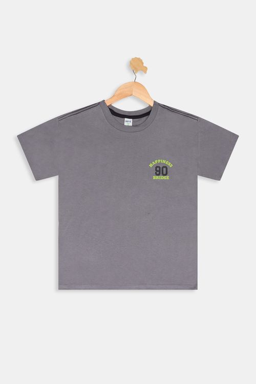 Caedu Camiseta Juvenil Masculina Cinza Estampada Algodão