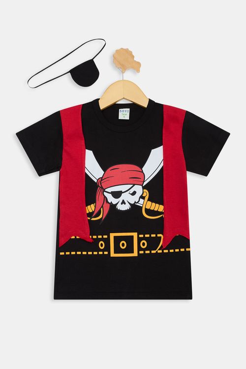 Camiseta Infantil Meninos Pirata Preta Tam 4 a 8