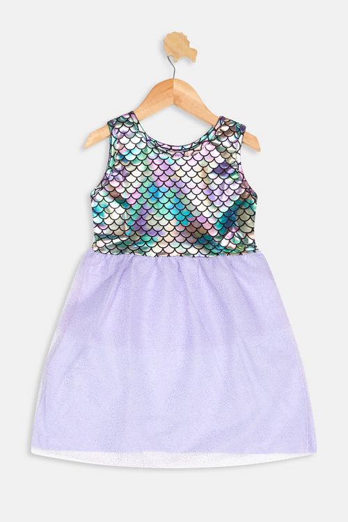 Vestido Infantil Meninas de Sereia Lilás Tam 4 a 8