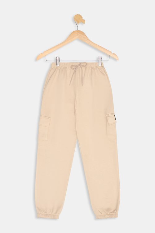 Calça Moletom Cargo Jogger Juvenil Menino Bege Claro Tam 10 a 16