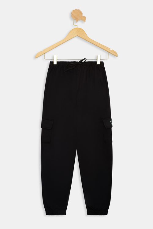Calça Moletom Juvenil Meninos Cargo Preto Tam 10 a 16