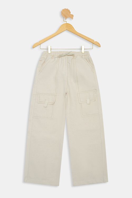 Calça Sarja Juvenil Meninas Wide Off White Tam 10 a 16