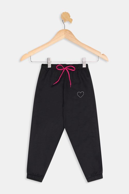 Calça Moletom Infantil Meninas Preto Tam 4 a 8