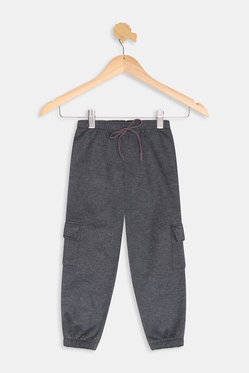 Calça Moletom Infantil Meninos Cargo Cinza Escuro Tam 4 a 8