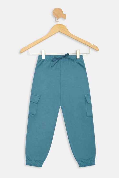 Calça Moletom Infantil Meninos Cargo Turquesa Tam 4 a 8