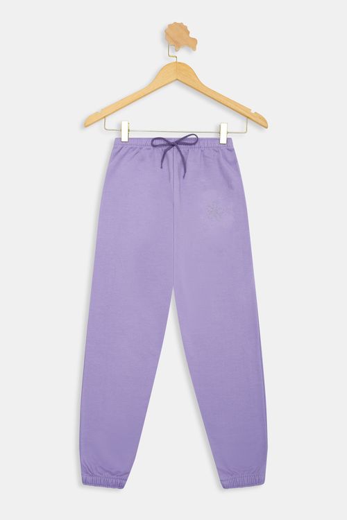 Calça Moletom Juvenil Meninas com Aplique Lilás Tam 10 a 16