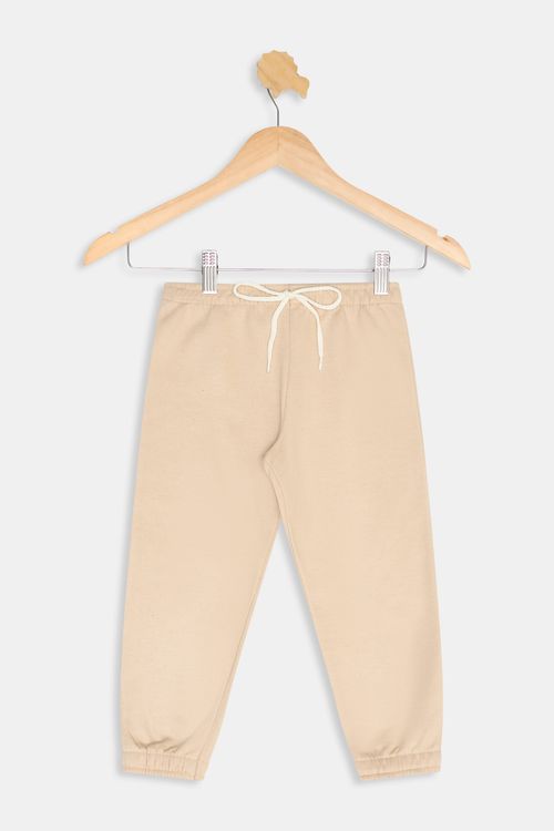 Calça Moletom Infantil Meninos Lisa Bege Tam 4 a 8