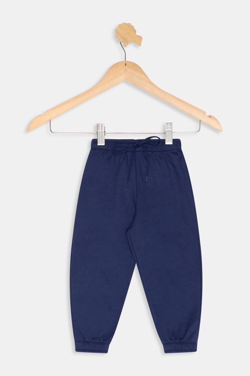 Calça Moletom Infantil Meninos Liso Azul Marinho Tam 1 a 3