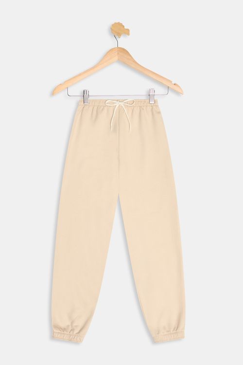 Calça Moletom Juvenil Meninos Lisa Bege Claro Tam 10 a 16