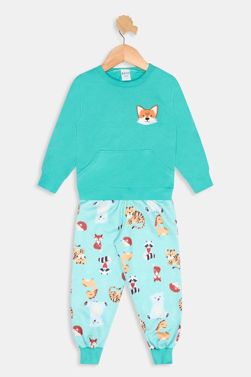 Conjunto Infantil Meninos Bordado Bichinhos Verde Médio Tam 1 a 3