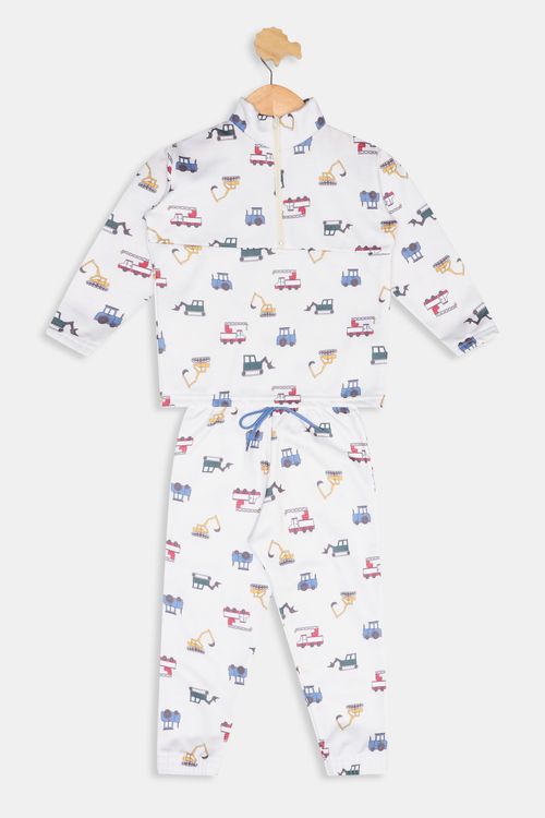 Conjunto Infantil Meninos Carrinhos Branco Tam 1 a 3