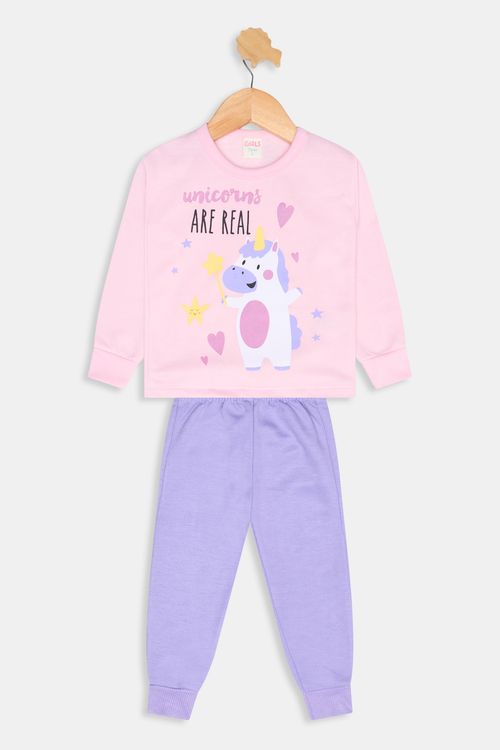 Conjunto Infantil Meninas com Estampa Unicórnio Rosa Claro Tam 1 a 3