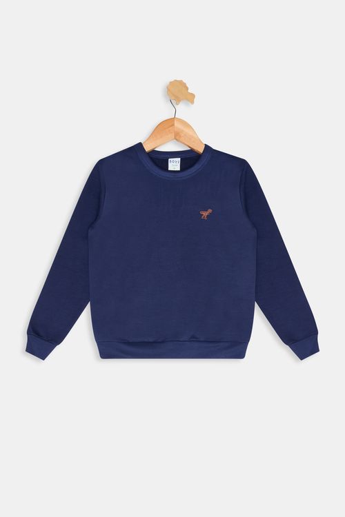 Blusão Moletom Infantil Meninas Liso Azul Escuro Tam 4 a 8