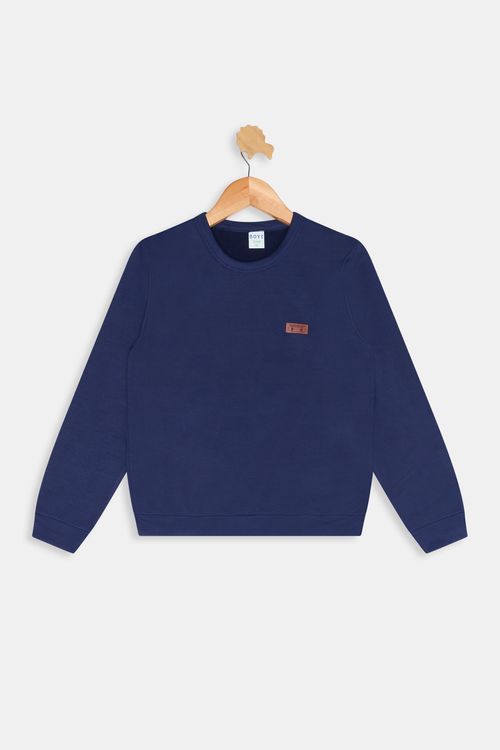 Blusão Moletom Juvenil Meninos Liso Azul Escuro Tam 10 a 16