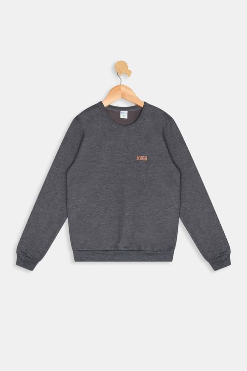 Blusão Moletom Juvenil Meninos Liso Cinza Escuro Mescla Tam 10 a 16