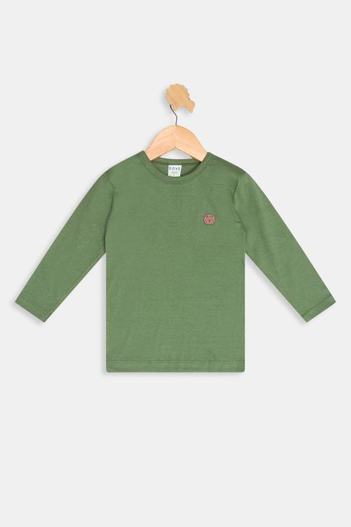 Camiseta Infantil Meninos com Aplique Verde Escuro Tam 1 a 3