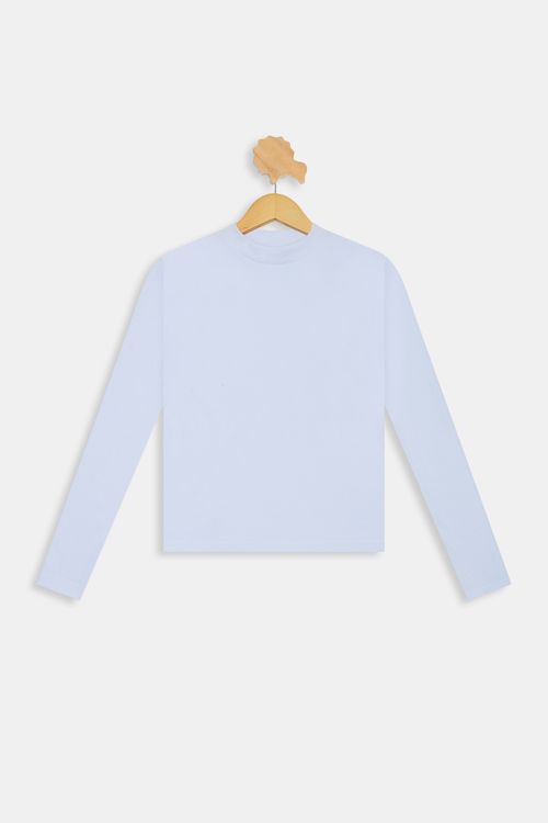 Blusa Manga Longa Juvenil Meninas com Gola Alta Branca Tam 10 a 16