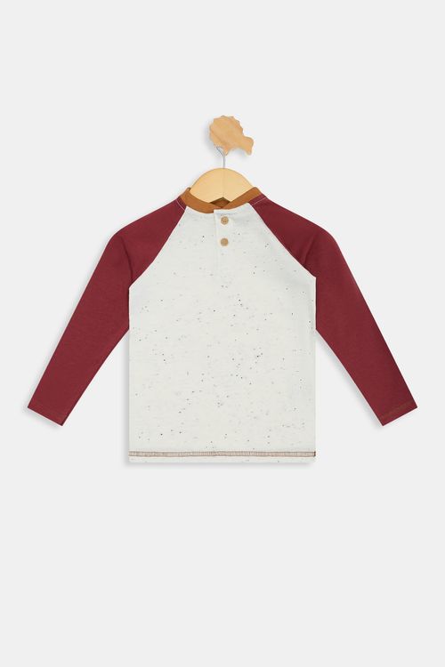 Camiseta Infantil Meninos com Gola Padre Off White e Vermelha Tam 1 a 3