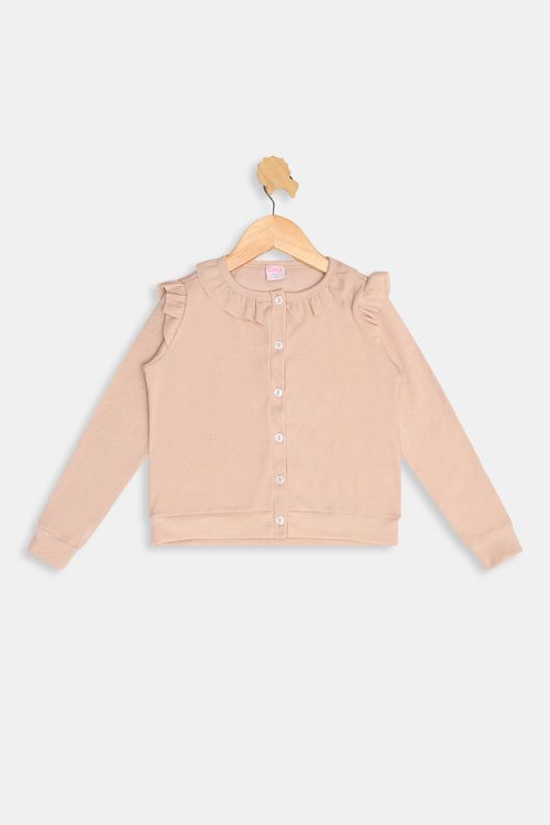 Cardigan Infantil Meninas Detalhe Glitter Dourado Tam 4 a 8