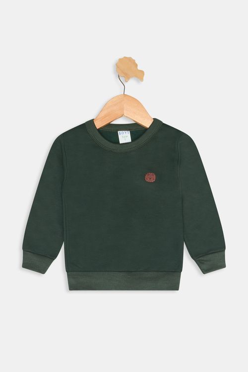 Blusão Infantil Meninos Verde Militar Gola Careca Verde Escuro Tam 1 a 3