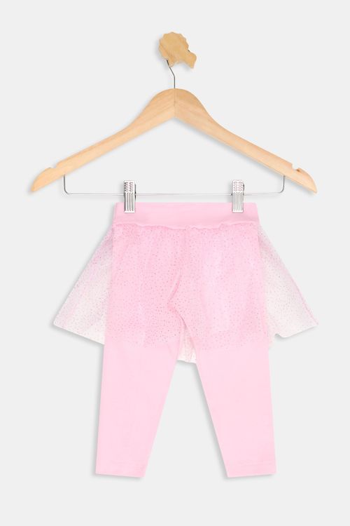 Legging Infantil Meninas com Saia Tule Rosa Claro Tam 1 a 3