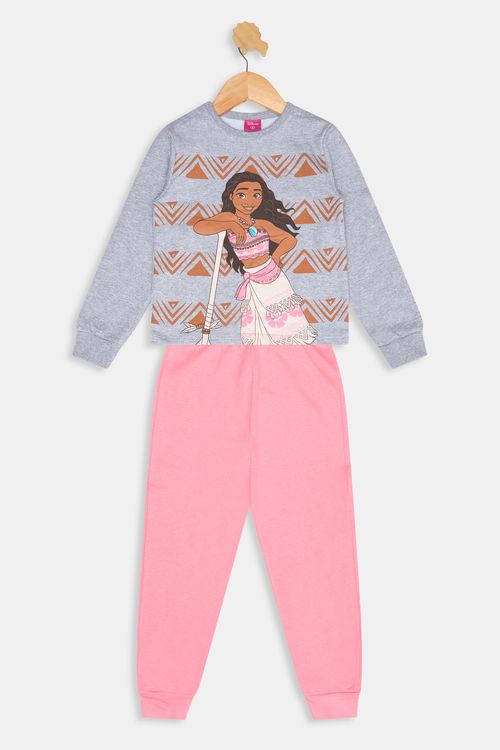 Conjunto Infantil Meninas Estampa Moana Mescla Tam 4 a 10