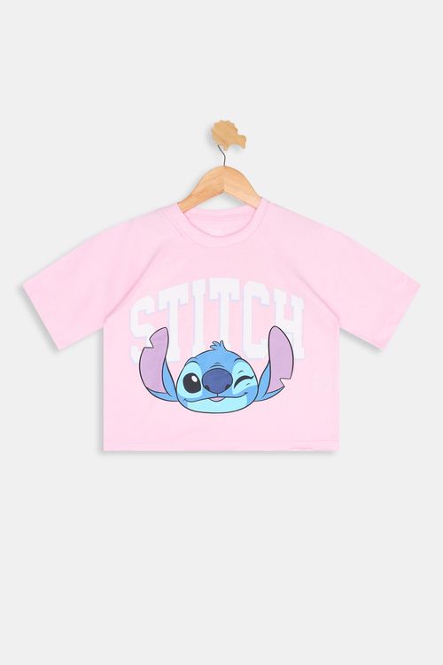 Blusa Juvenil Meninas Estampa Stitch Rosa Médio Tam 10 a 16