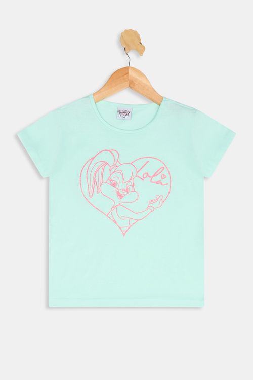 Blusa Juvenil Lola Glitter Verde Claro Caedu Tam 10-16
