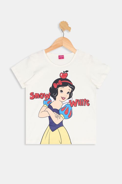 Blusa Juvenil Meninas Branca de Neve Off White Tam 10 a 16