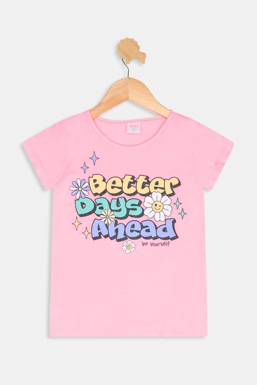 Blusa Juvenil Meninas Estampa Better Rosa Neon Tam 10 a 16