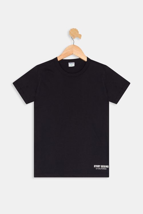 Camiseta Manga Curta Juvenil Meninos Lisa Preta Tam 10 a 16