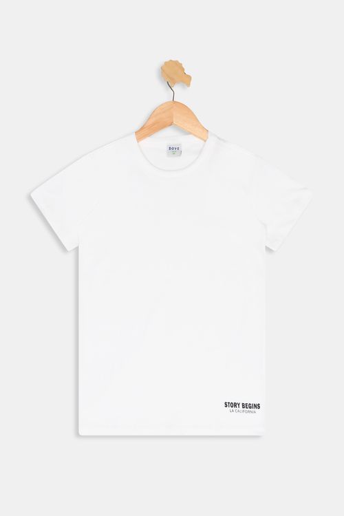 Camiseta Manga Curta Juvenil Meninos Lisa Off White Tam 10 a 16