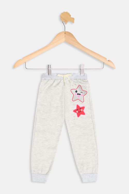 Calça Infantil Meninas Estampa Estrela Cinza Claro Mescla Tam 1 a 3