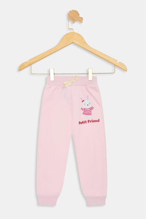 Calça Infantil Meninas Estampa Coelho Rosa Claro Tam 1 a 3